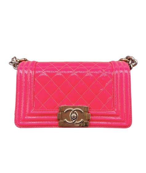 chanel neon pink 16c patent boy bag|coco chanel bag.